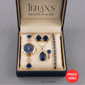 6PCS Luxury Ladies Watch & Jewelry Set – Blue Stone Collection